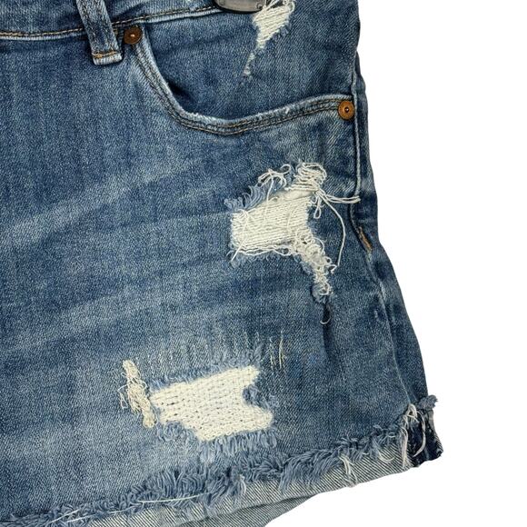 Blank NYC SZ 29 The Fulton Jean Shorts Distressed Zip-Fly Frayed Pockets Blue - Picture 3 of 8